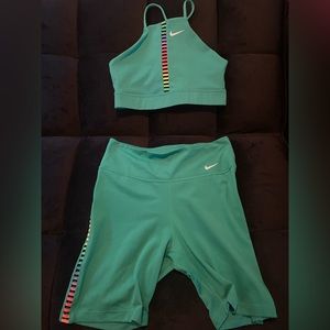 Nike dri fit bike shorts and sports bra
